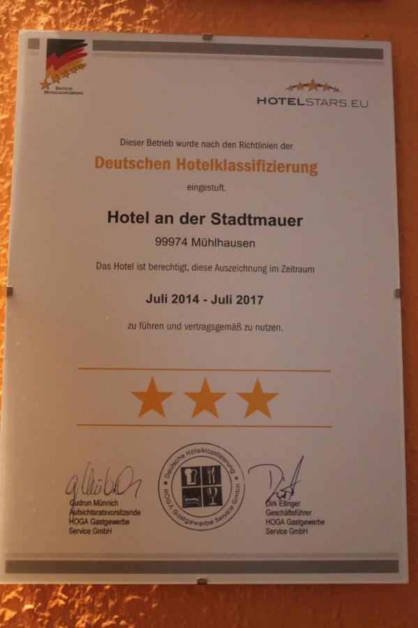Mühlhausen Hotel An Der Stadtmauer מראה חיצוני תמונה